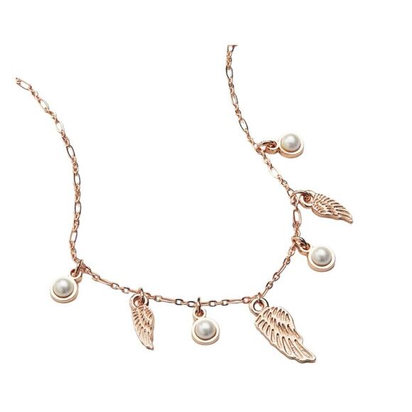 Alex + Ani Angel Wing + Pearl Delicate Necklace Rose Gold Finish 18" NEW - Picture 1 of 5